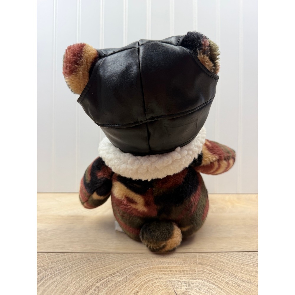 SKM Enterprises Vintage Camo Teddy Bear Pilot Aviator Hat USA Flag Plush 12 Inch - Picture 13 of 15